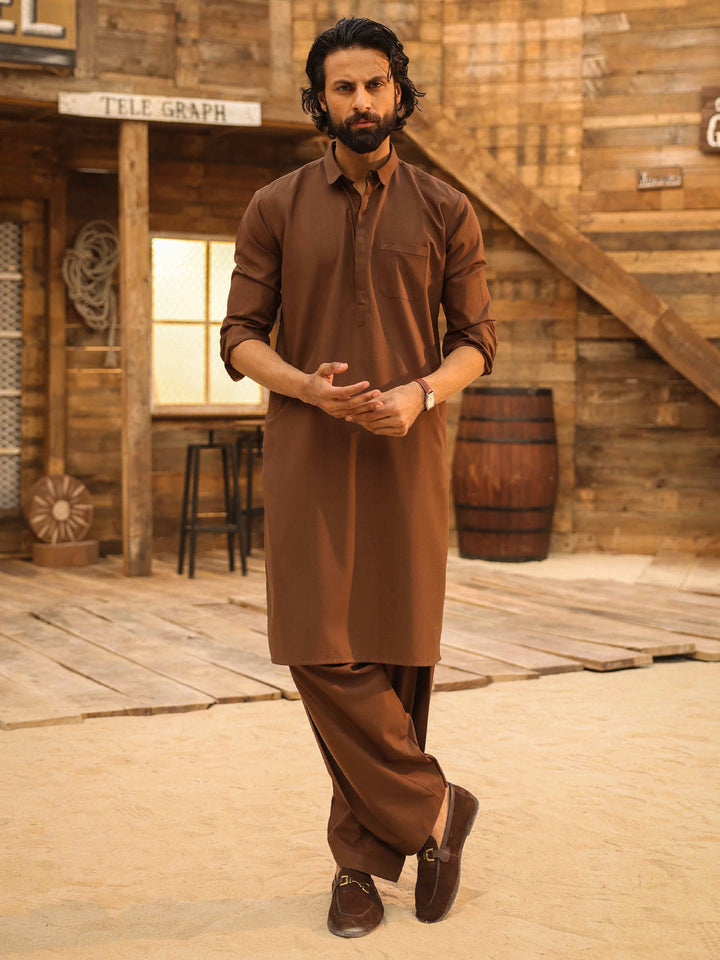 Blended Brown Shalwar Kameez - Almirah
