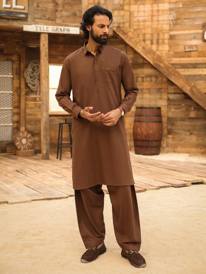 Blended Brown Shalwar Kameez - Almirah