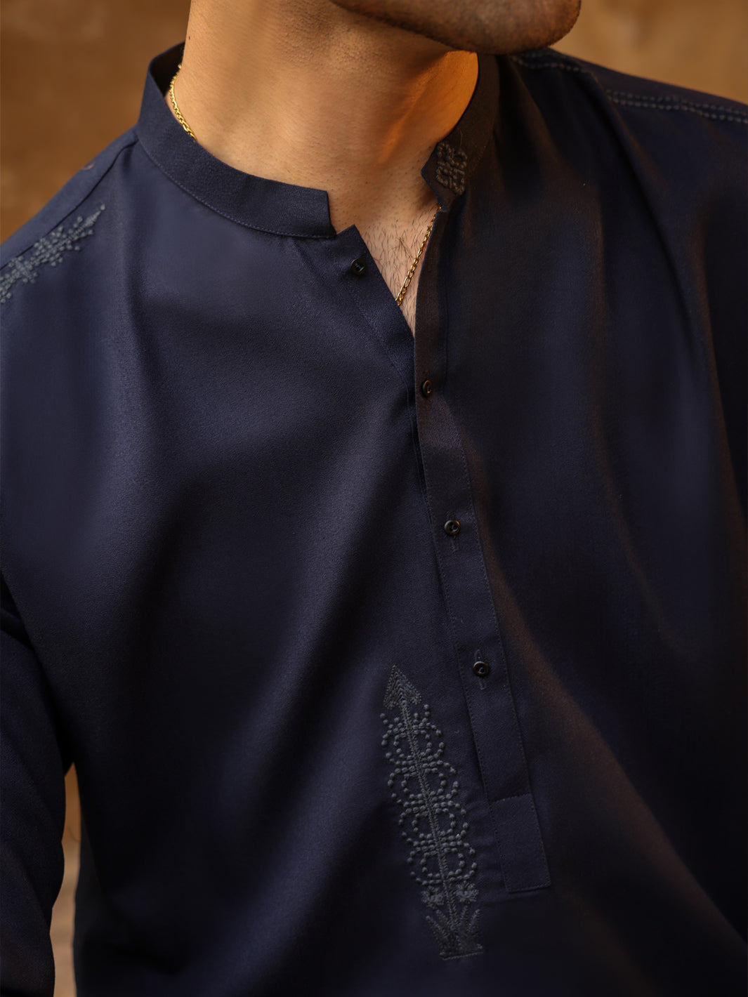 Polyester Navy Blue Shalwar Kameez - Almirah