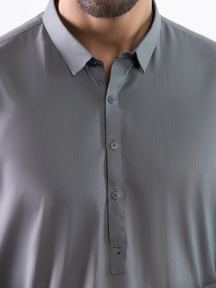Cotton Grey Shalwar Kameez - J. Junaid Jamshed