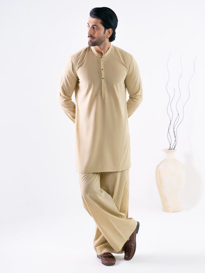 Polyester Beige Kurta Trouser - Almirah