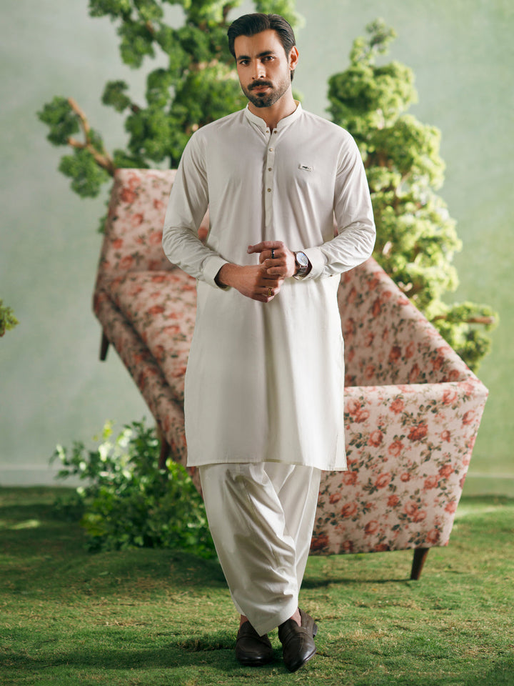 Cotton Off White Shalwar Kameez - Almirah