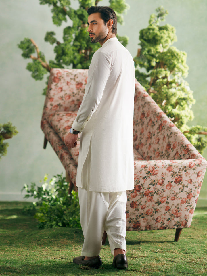 Cotton Off White Shalwar Kameez - Almirah