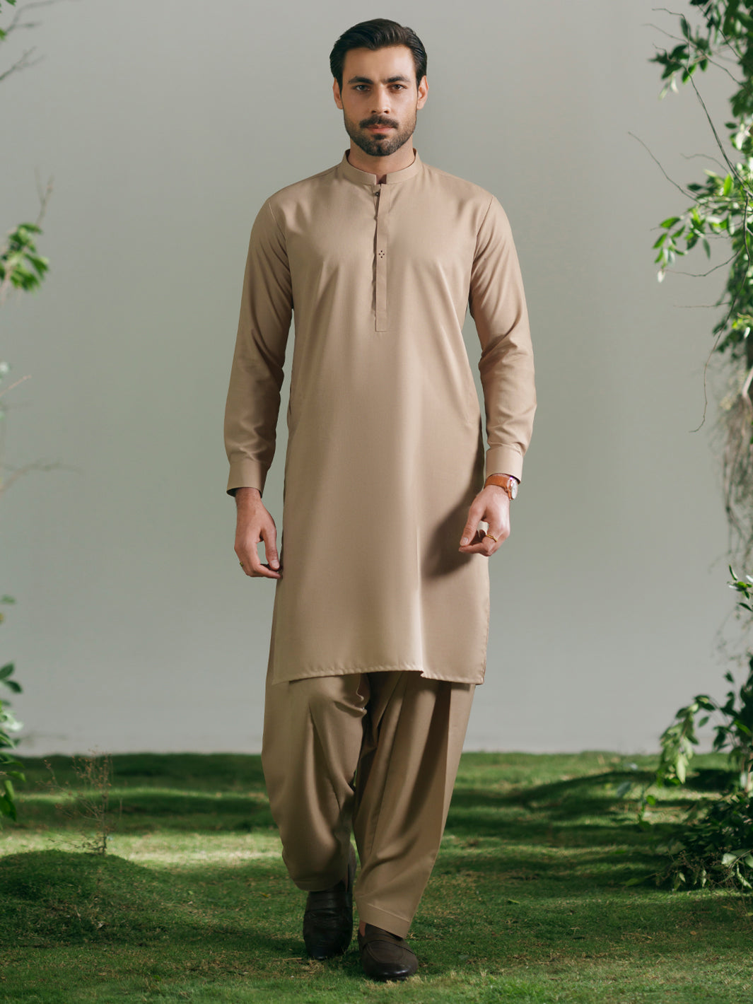 Blended Beige Shalwar Kameez - Almirah