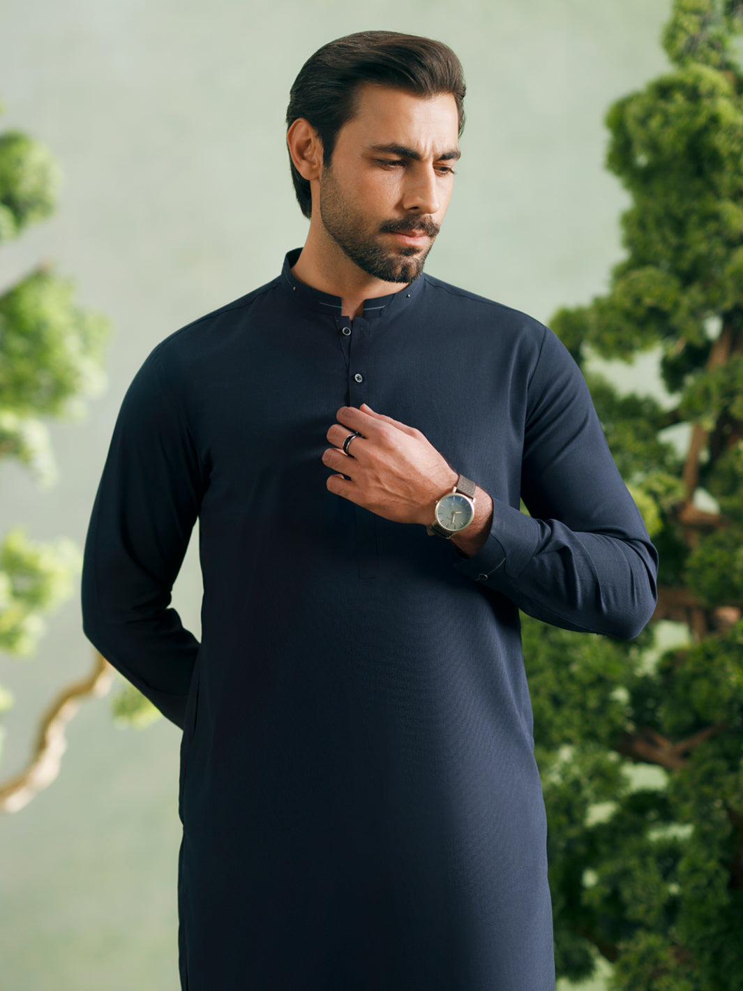 Blended Navy Blue Shalwar Kameez - Almirah