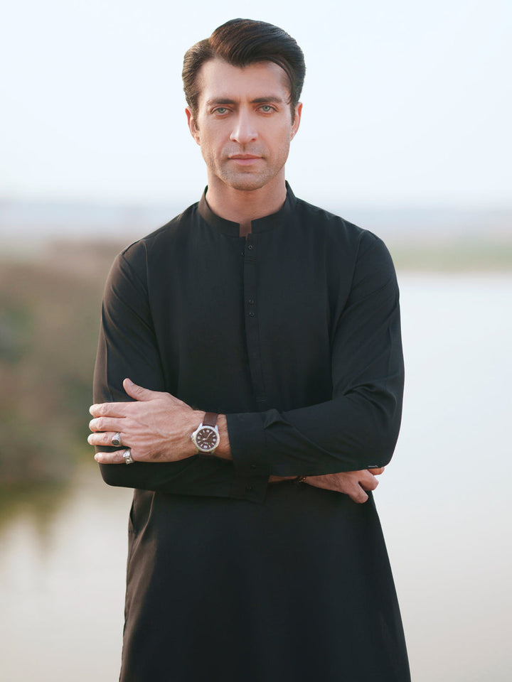 Blended Black Shalwar Kameez - Almirah