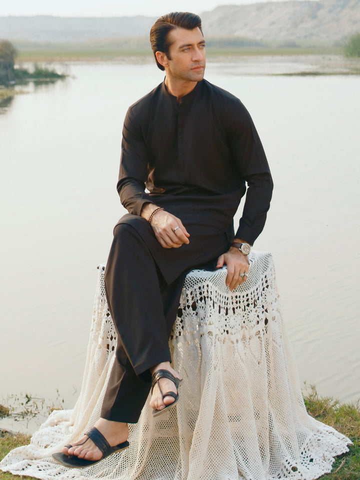 Blended Black Shalwar Kameez - Almirah