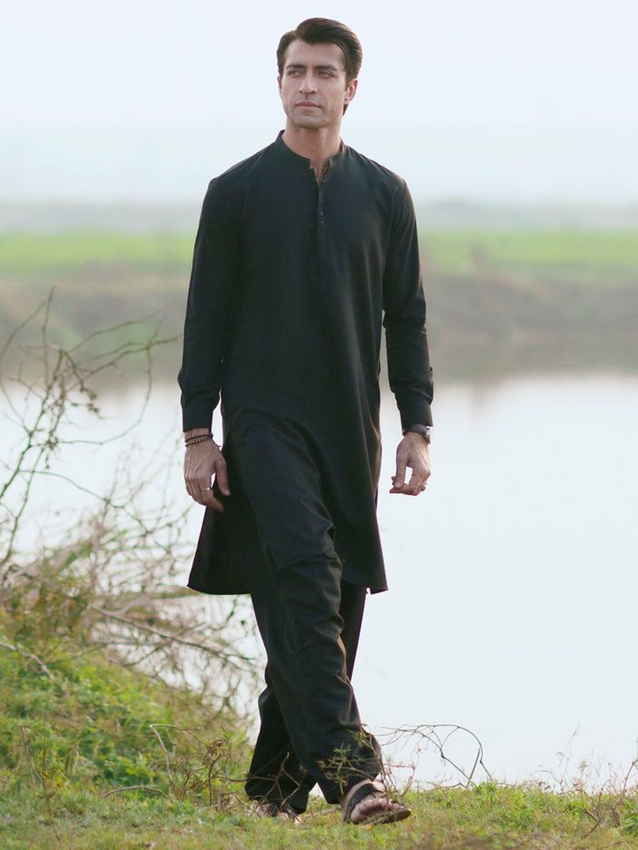 Blended Black Shalwar Kameez - Almirah
