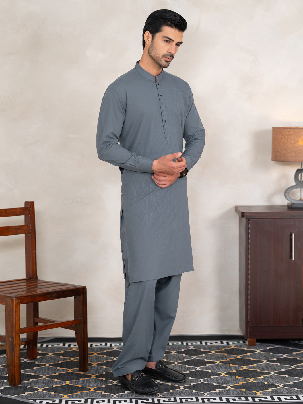 Blended Bluish Grey Shalwar Kameez - Almirah