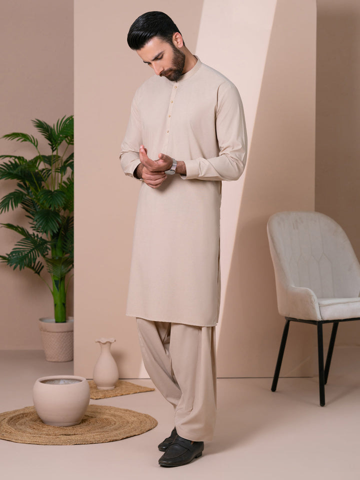 Blended Beige Shalwar Kameez - Almirah