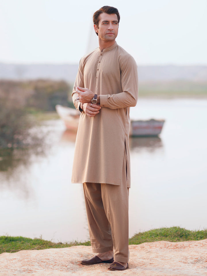 Blended Beige Shalwar Kameez - Almirah