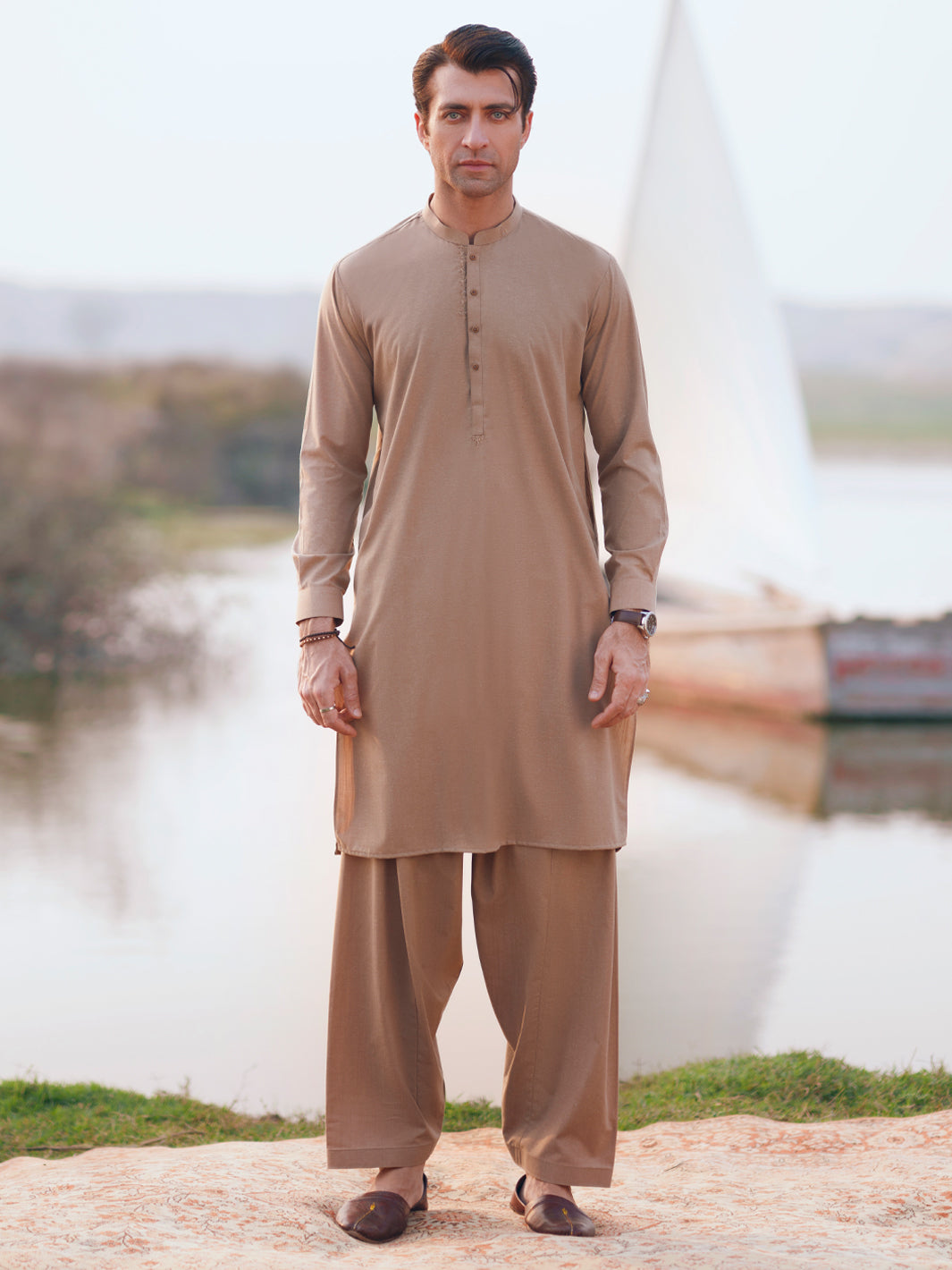 Blended Beige Shalwar Kameez - Almirah