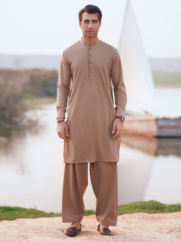 Blended Beige Shalwar Kameez - Almirah