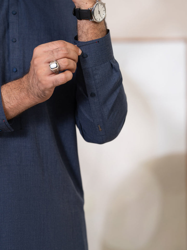 Blended Blue Shalwar Kameez - Almirah
