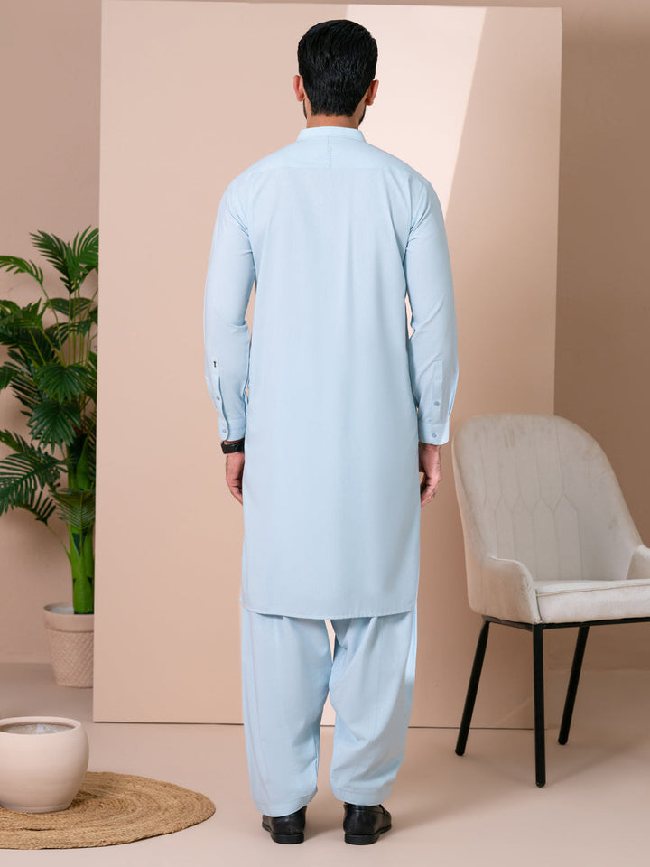 Blended Light Blue Shalwar Kameez - Almirah