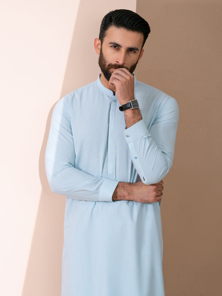 Blended Light Blue Shalwar Kameez - Almirah