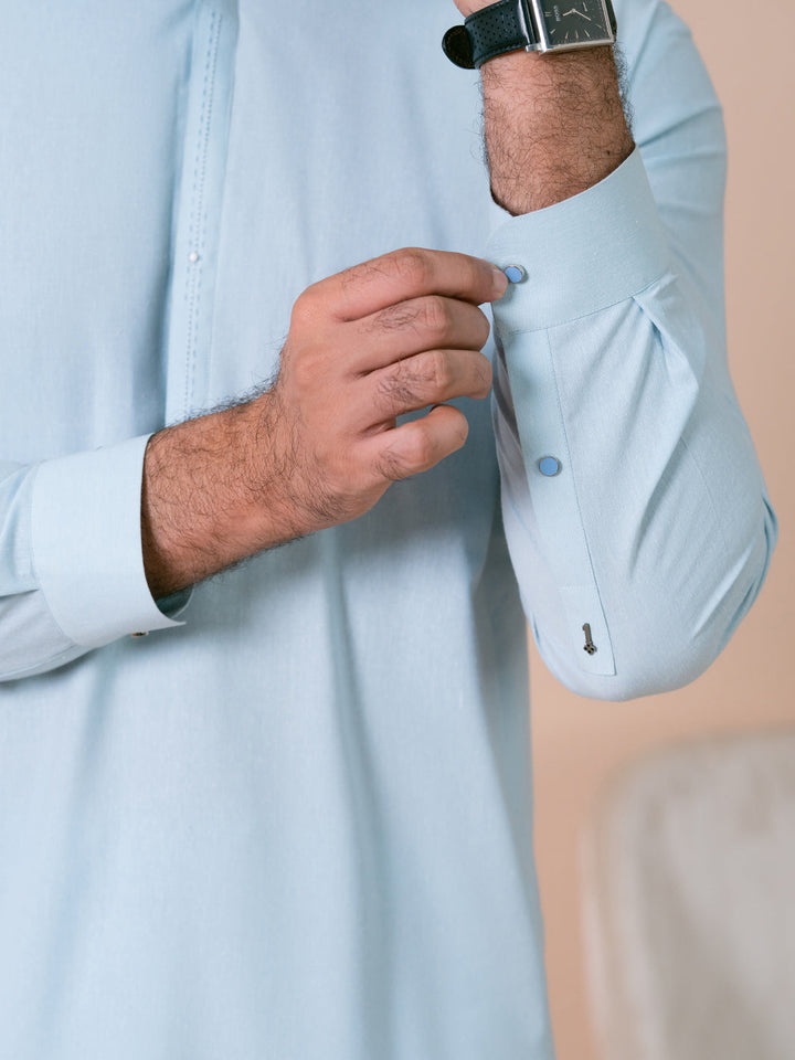 Blended Light Blue Shalwar Kameez - Almirah