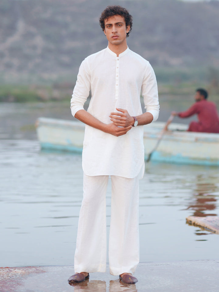 Cotton White Kurta Trouser - Almirah
