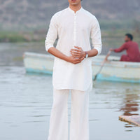 Cotton White Kurta Trouser - Almirah
