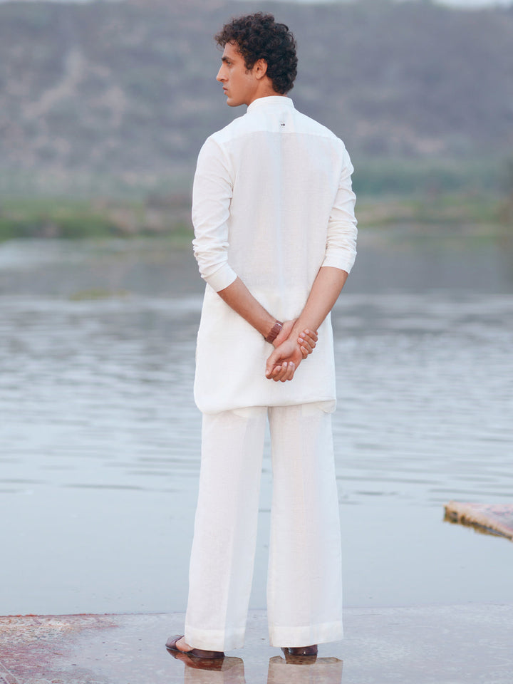 Cotton White Kurta Trouser - Almirah