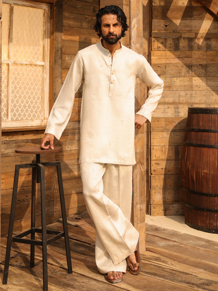 Cotton Off White Kurta Trouser - Almirah