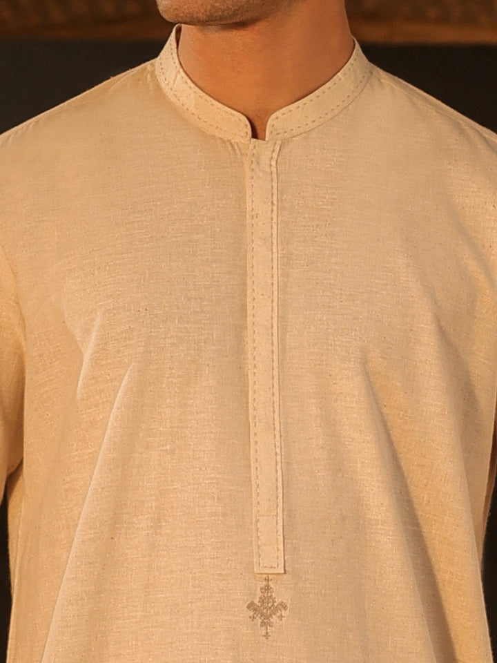 Blended Cream Kurta Trouser - Almirah