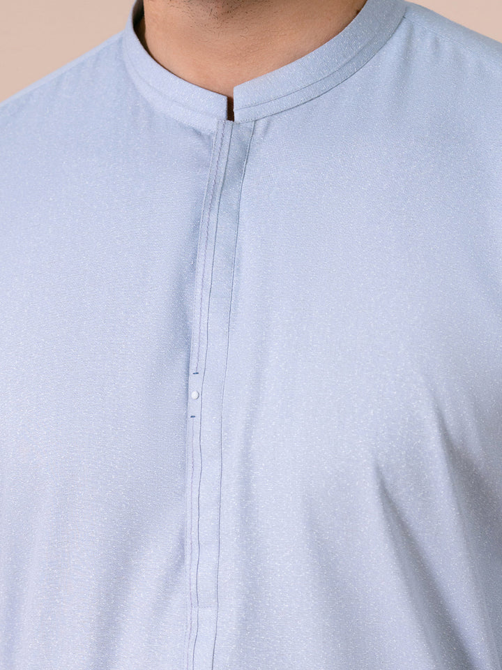 Blended Light Blue Kurta Trouser - Almirah