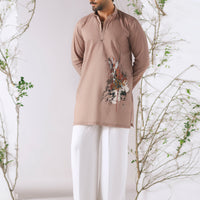 Cotton Beige Kurta Trouser - Almirah