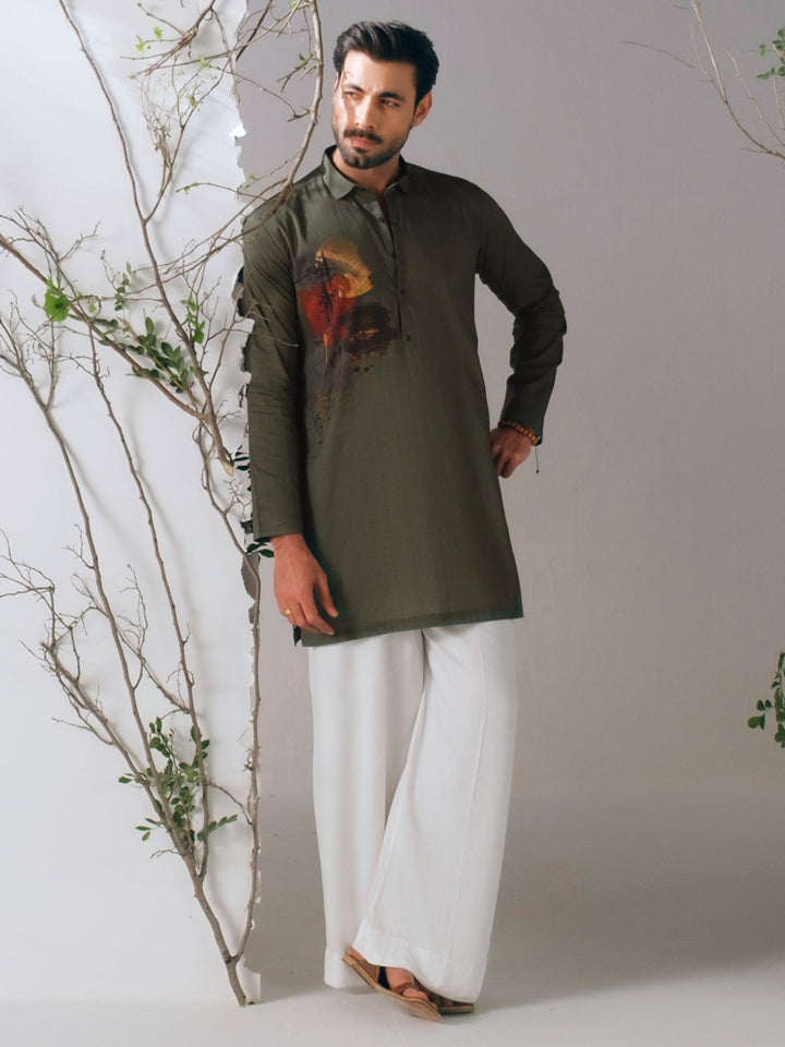 Cotton Dark Green Kurta Trouser - Almirah