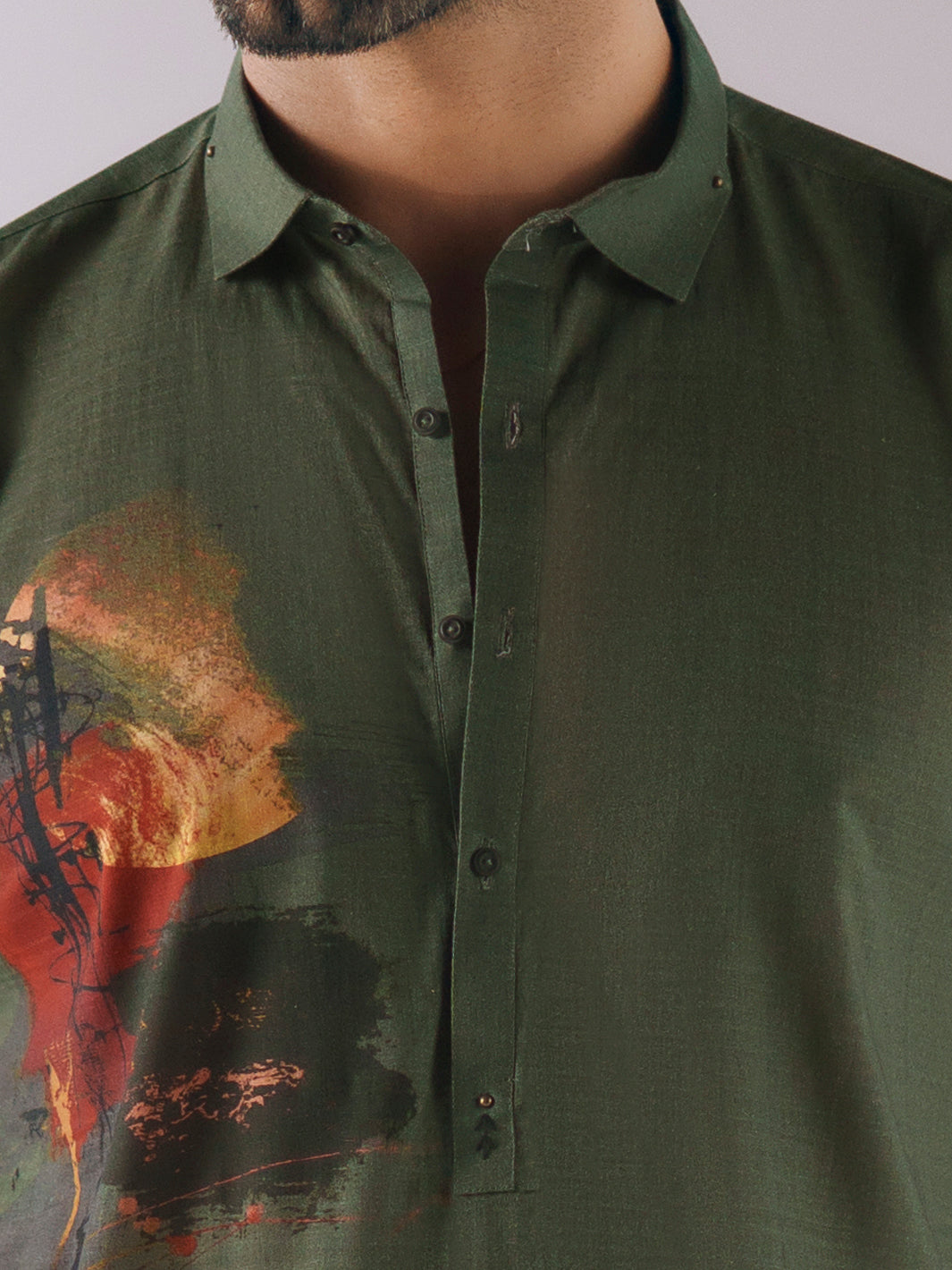 Cotton Dark Green Kurta Trouser - Almirah