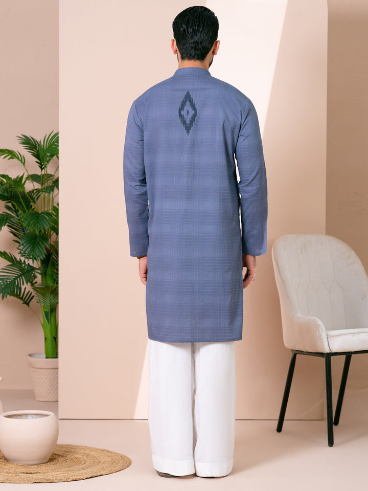 Cotton Greyish Blue Kurta Trouser - Almirah