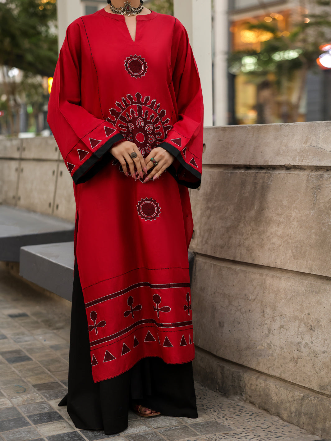 Cambric Red Kurti - Almirah