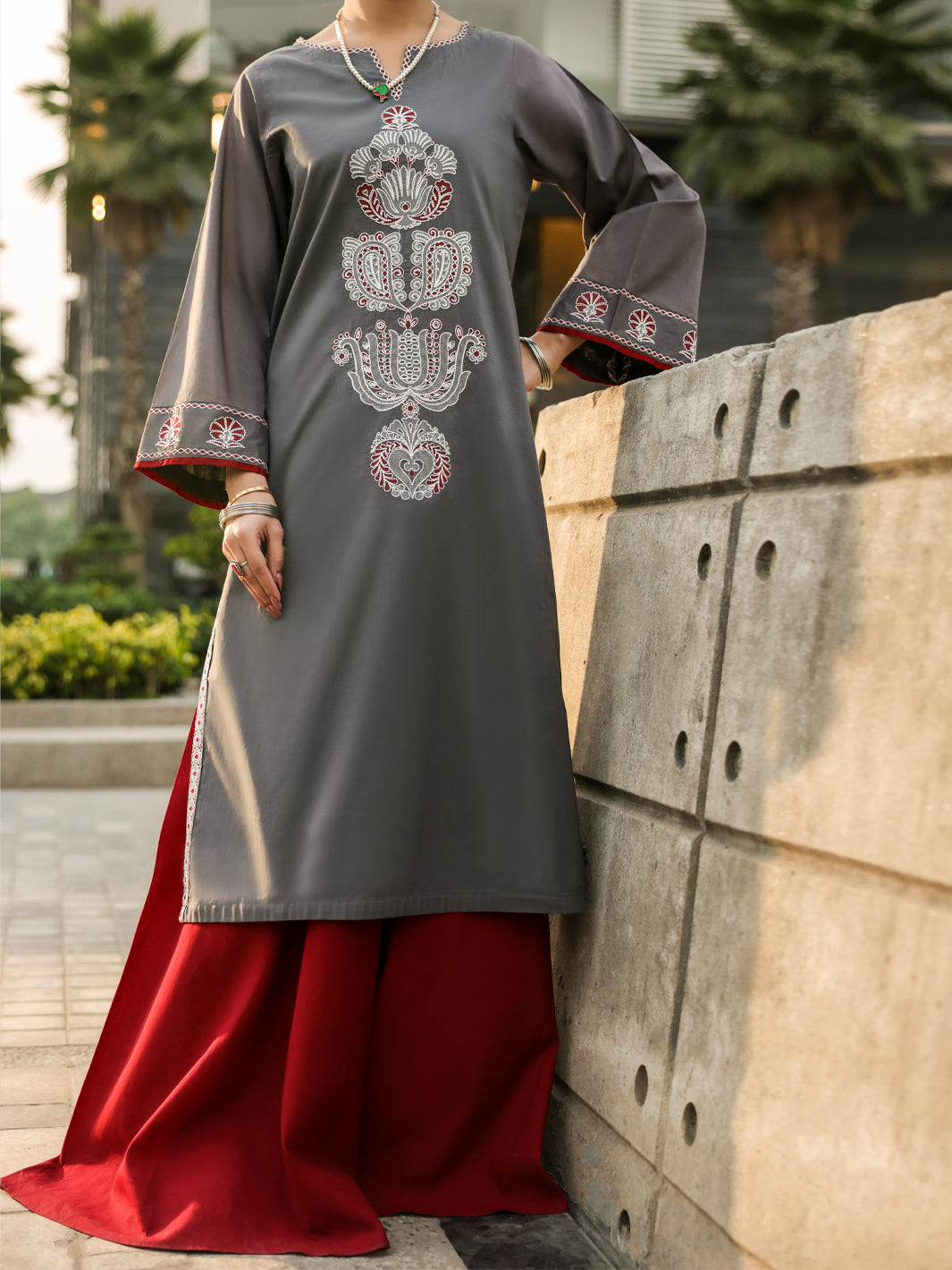 Lawn Grey Trouser - J. Junaid Jamshed