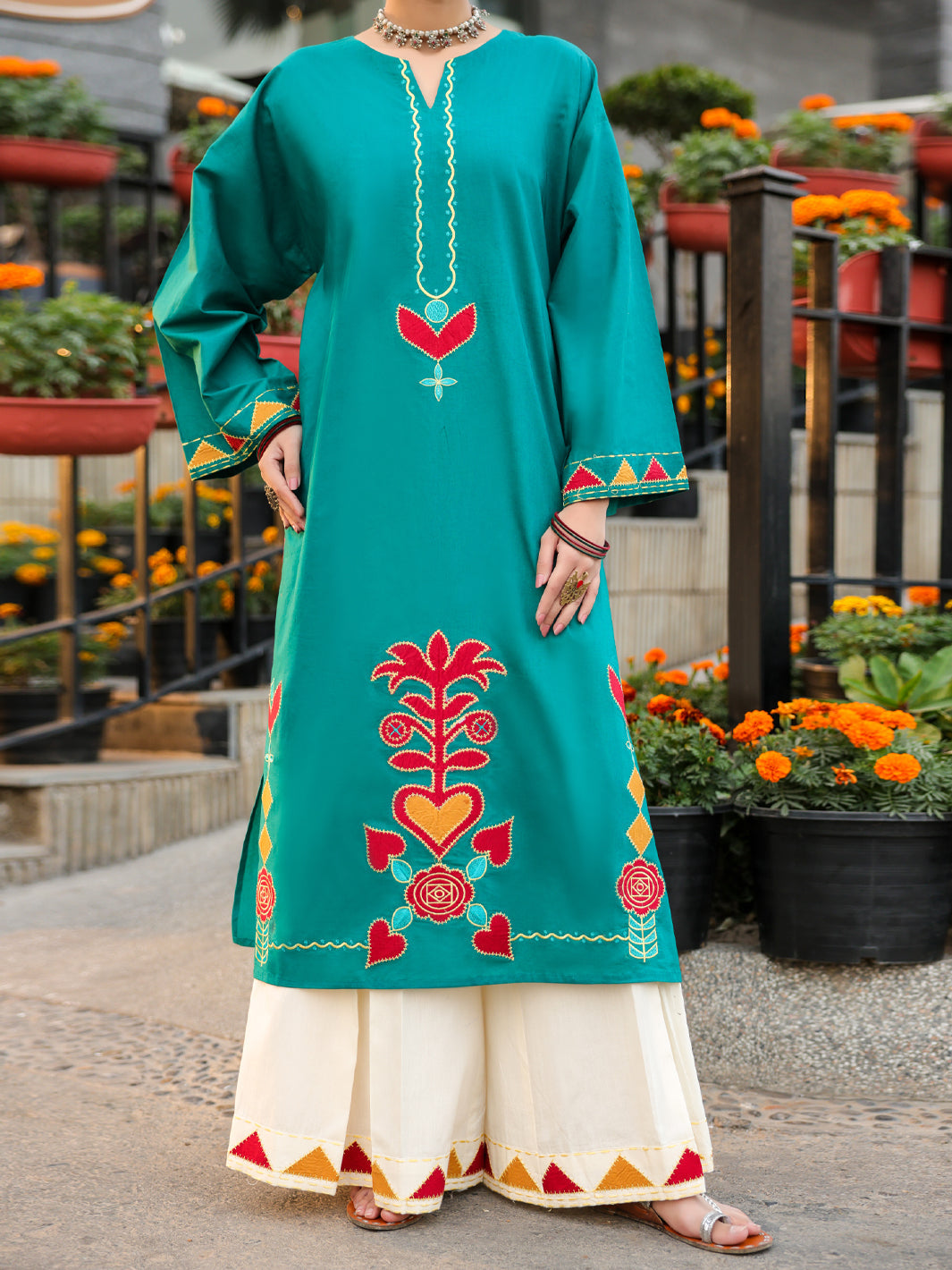 Lawn Teal Kurti - J. Junaid Jamshed