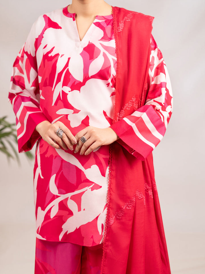 Poly Lawn Pink Stitched Suit - Almirah