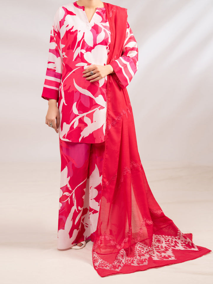 Poly Lawn Pink Stitched Suit - Almirah
