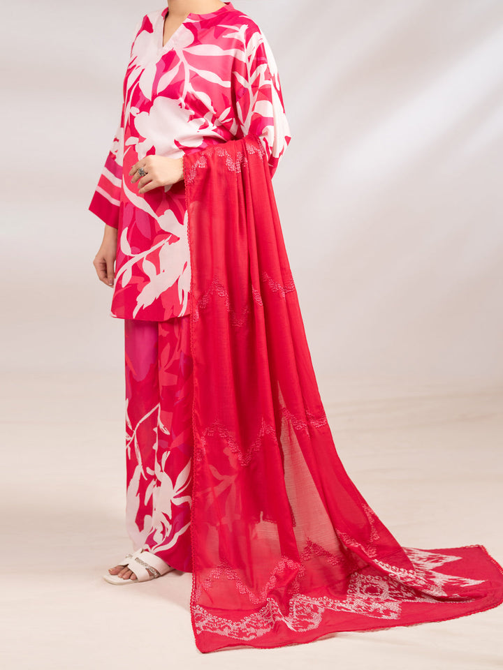 Poly Lawn Pink Stitched Suit - Almirah