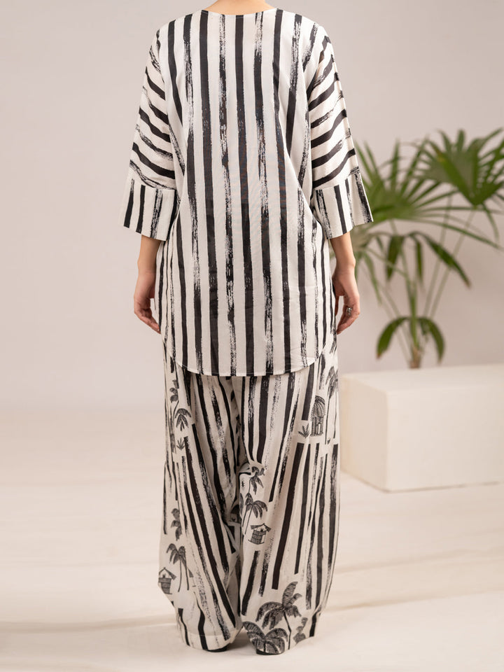 Lawn Black White Stitched Suit - Almirah