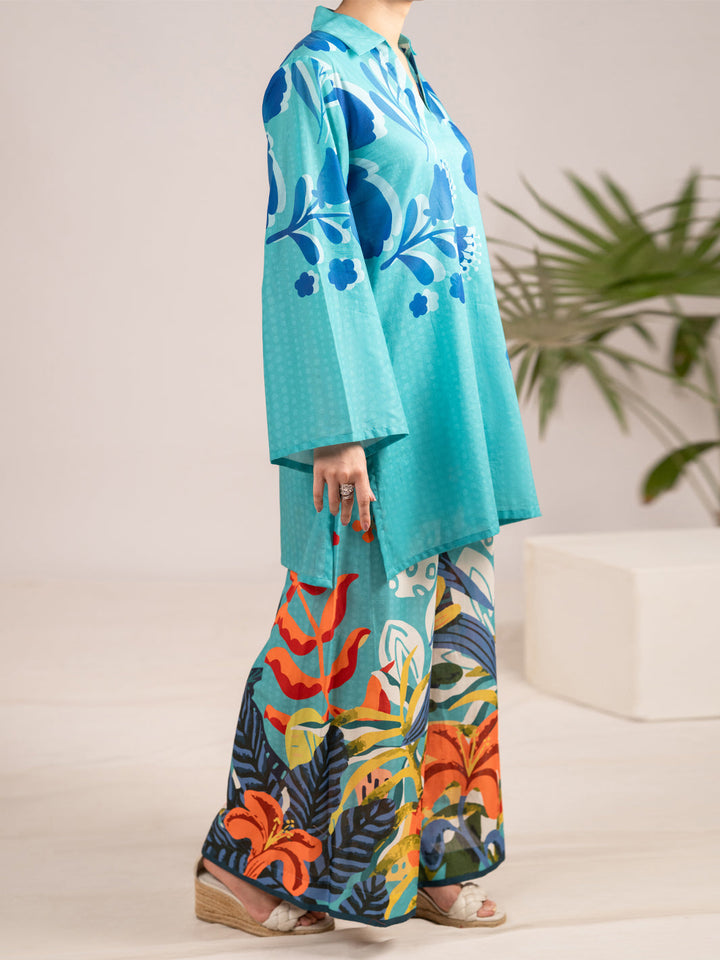 Lawn Aqua Blue Stitched Suit - Almirah