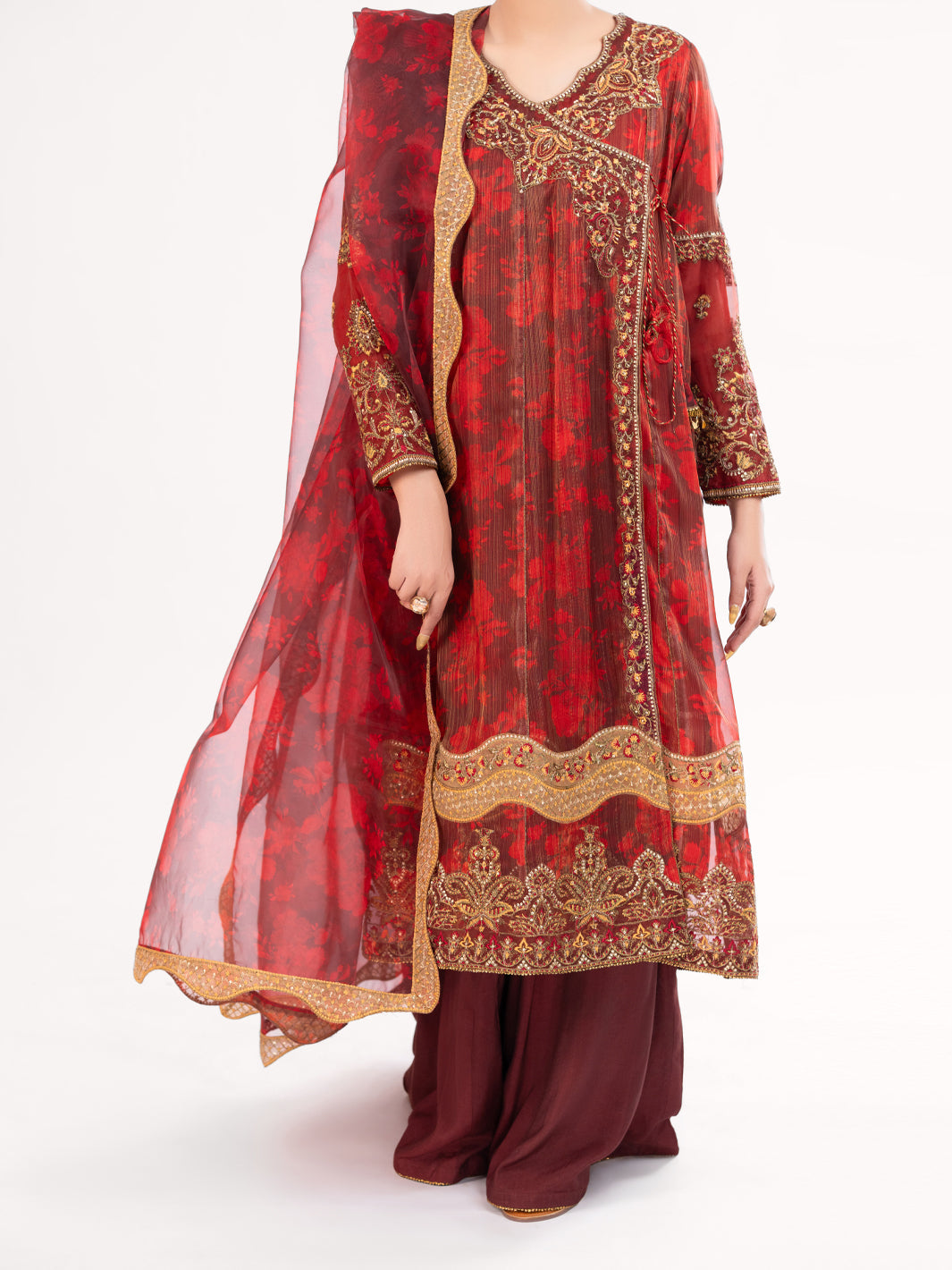 Messori Maroon Stitched Suit - Almirah