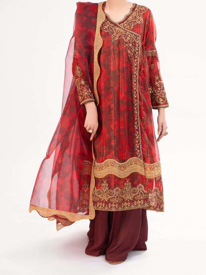 Messori Maroon Stitched Suit - Almirah