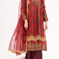 Messori Maroon Stitched Suit - Almirah