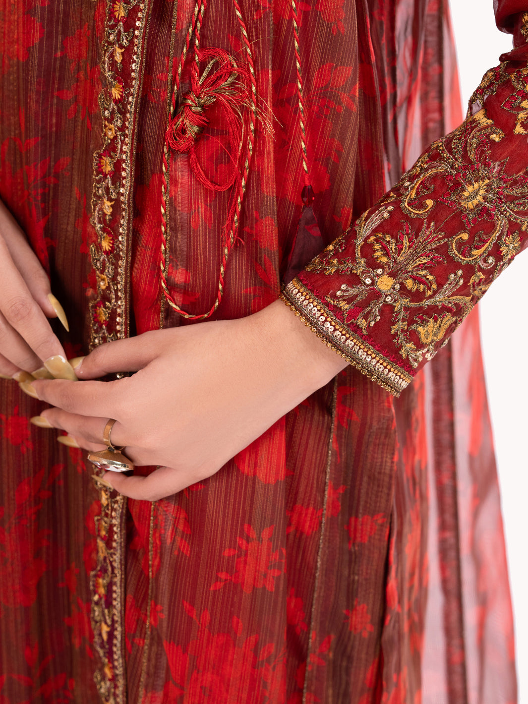 Messori Maroon Stitched Suit - Almirah