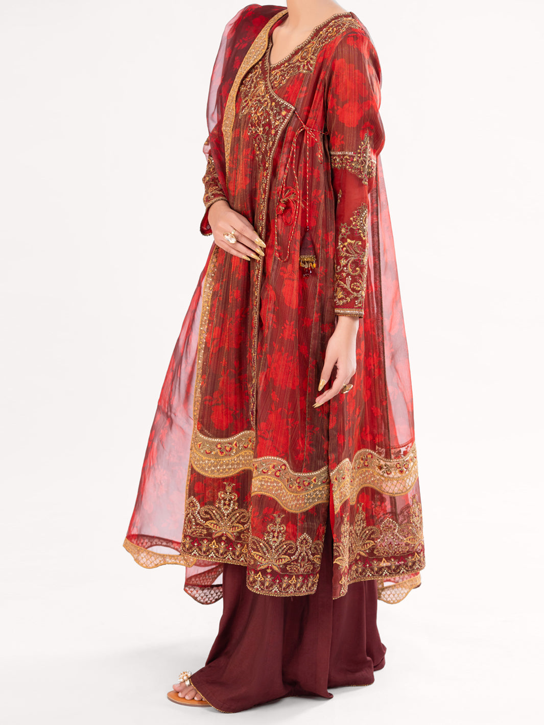 Messori Maroon Stitched Suit - Almirah
