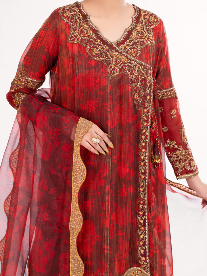 Messori Maroon Stitched Suit - Almirah