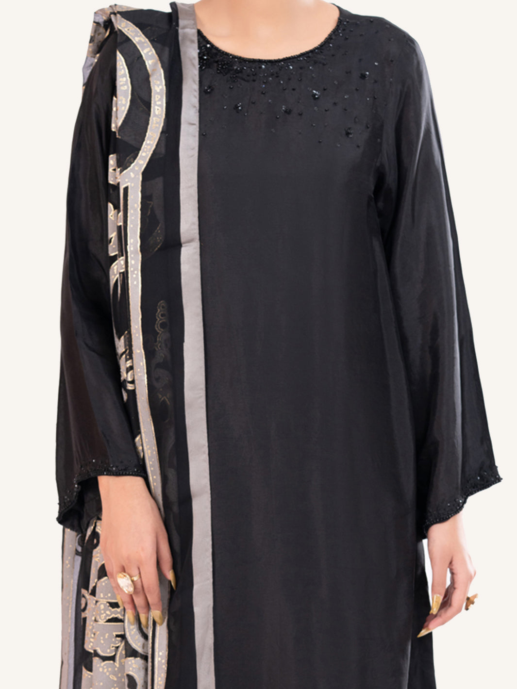 Sheesha Silk Black Stitched Suit - Almirah