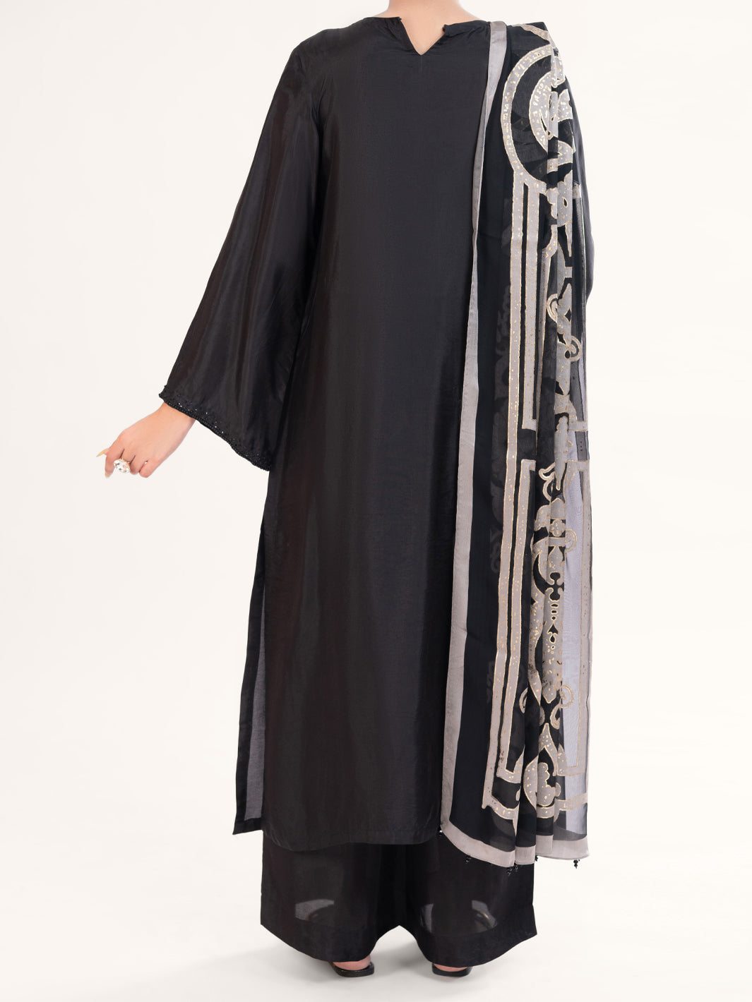 Sheesha Silk Black Stitched Suit - Almirah