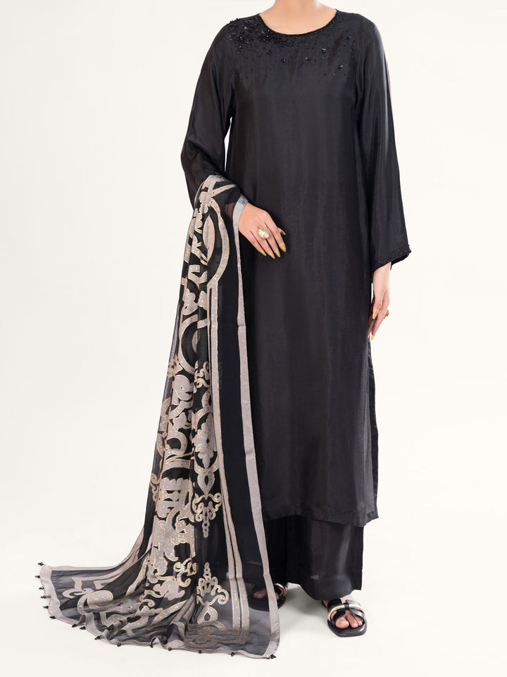 Sheesha Silk Black Stitched Suit - Almirah