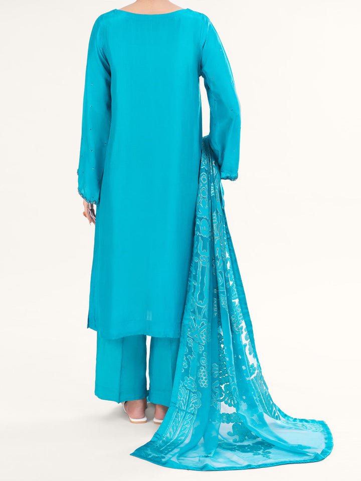 Sheesha Silk Sea Green Stitched Suit - Almirah