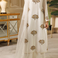 Raw Silk White Stitched Suit - J. Junaid Jamshed